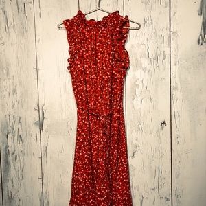 Who What Wear Red Floral Vine Print Dress SZ L